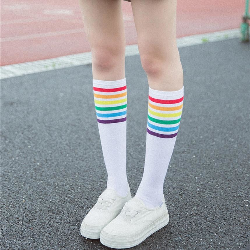 Rainbow Striped Knee Socks Gay Pride Parade Japan | Kawaii Babe