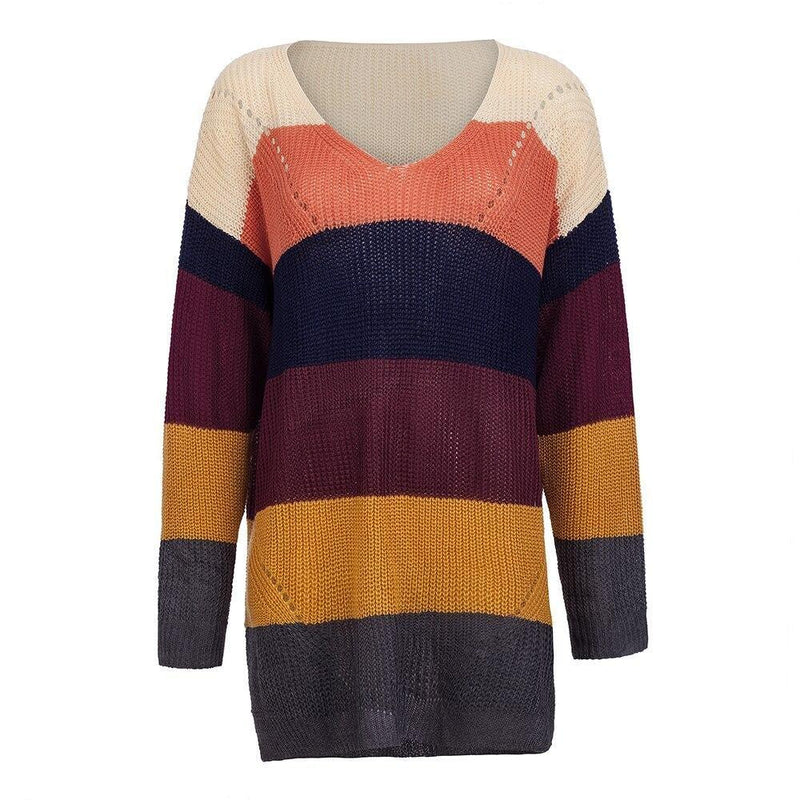 Kawaii rainbow sweater dress long sleeve knit fashion