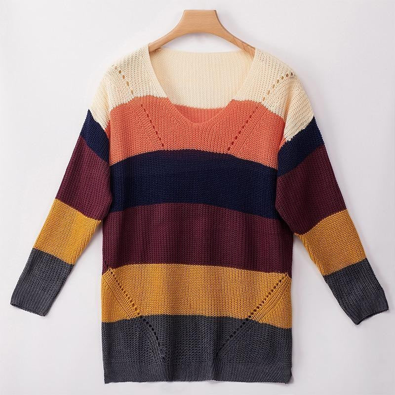 Kawaii rainbow sweater dress long sleeve knit fashion