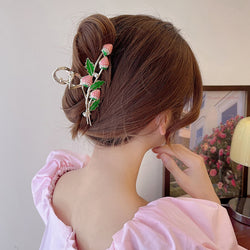 Kawaii realistic strawberry vine hair claw clip accessory