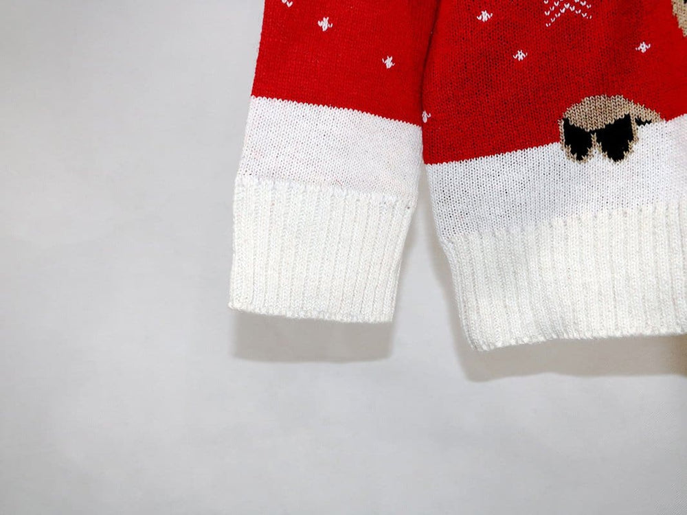 Reindeer Knit Sweater Ugly Christmas Sweatshirt Black / XXL