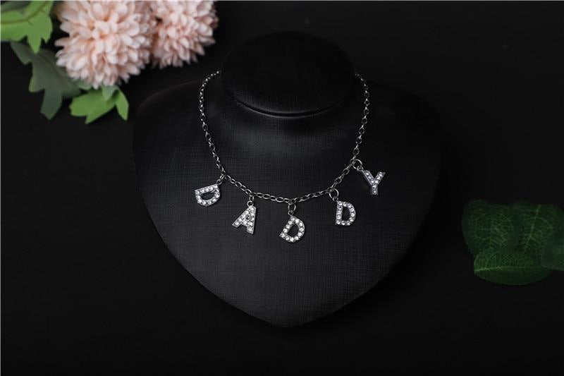 Rhinestone daddy necklace - chain necklace - choker - necklaces - custom