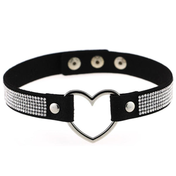 Rhinestone heart choker - bedazzled - choker - necklace - necklaces - chokers