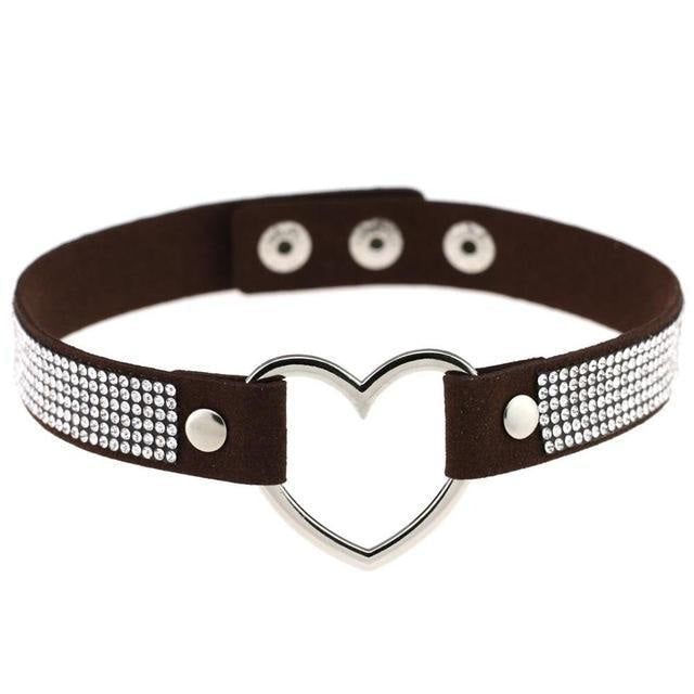 Rhinestone heart choker - bedazzled - choker - necklace - necklaces - chokers