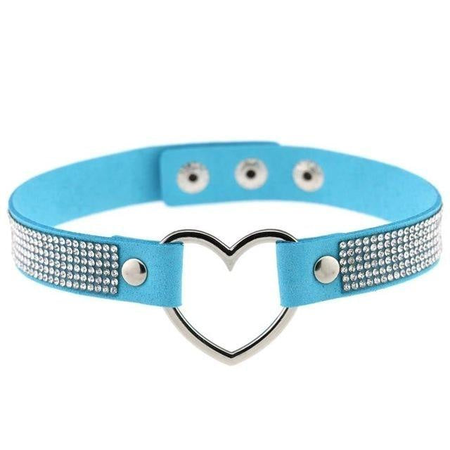 Rhinestone heart choker - bedazzled - choker - necklace - necklaces - chokers