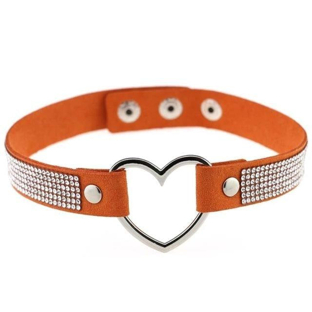 Rhinestone heart choker - bedazzled - choker - necklace - necklaces - chokers