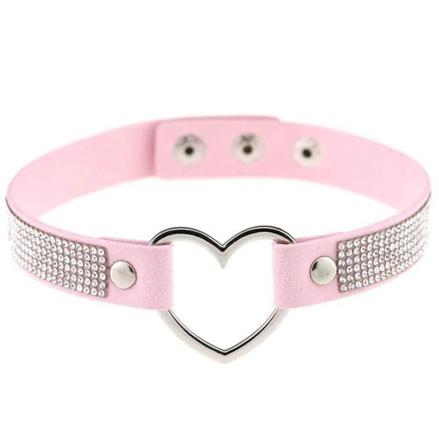 Rhinestone heart choker - bedazzled - choker - necklace - necklaces - chokers