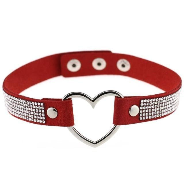 Rhinestone heart choker - bedazzled - choker - necklace - necklaces - chokers