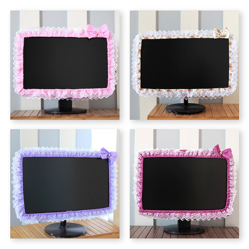 Cute Computer Monitor Wraps Elegant Lace Ribbon & Bows Monitor Cover Decor | Kawaii Babe