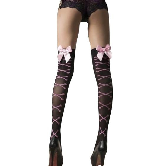 Ribbon corset stockings - corsets - kawaii - fashion - knee highs - lace up