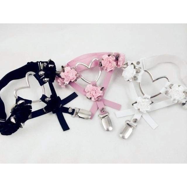 Rose Heart Garter Belt Harness Garters Cute | Kawaii Babe Rose Heart Garter Belt Harness Garters Cute | Kawaii Babe
