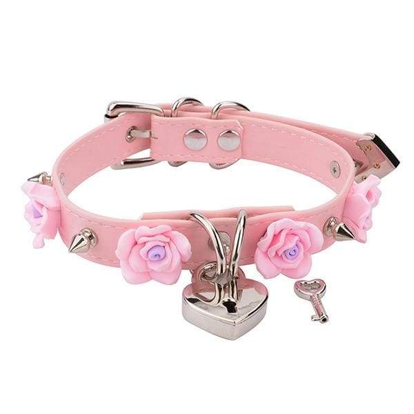 Rose locket collar - buckle - cat collar - choker - necklace - chokers