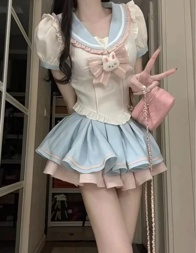 Sailor scout bunny outfit - bunny - cute skirt - kawaii outfit - pleated