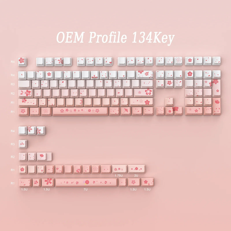 Sakura blossom backlit key caps full set - cherry blossom - japanese blossoms - light up - sakura