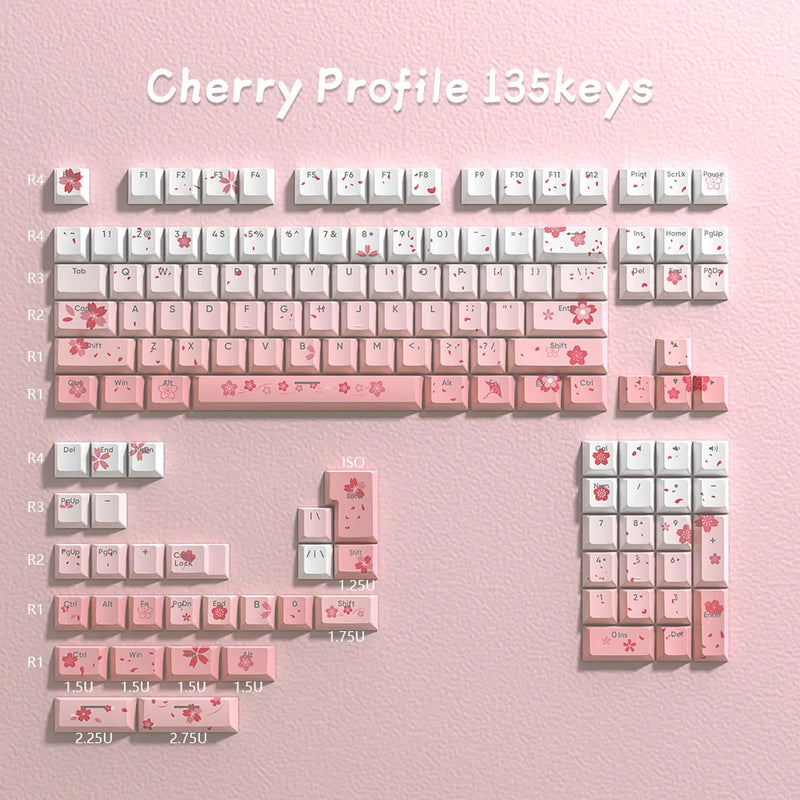 Sakura blossom backlit key caps full set - cherry blossom - japanese blossoms - light up - sakura