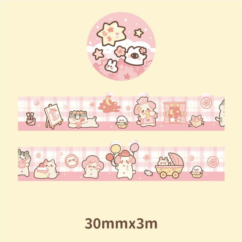 Sakura blossom washi tape - cats - kawaii - stationery - stickers - tape