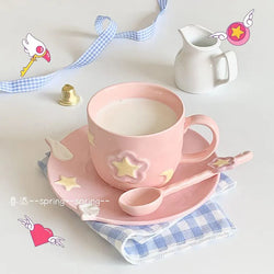Sakura ceramic cup saucer & spoon set - coffee - cups - mug - mugs - plate