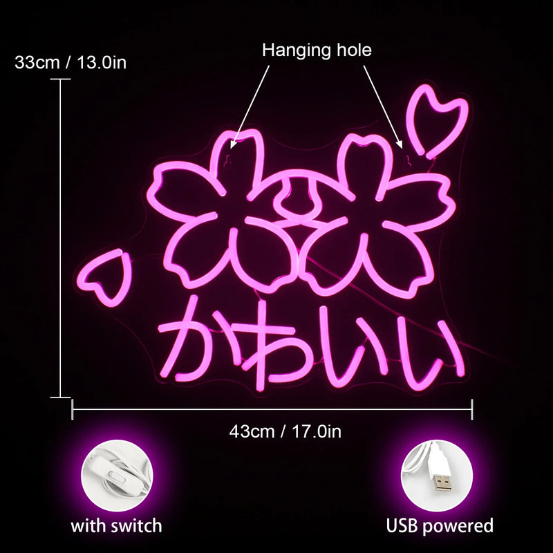 Sakura flower kawaii neon sign - decoration - display lights - kawaii - led - light up sign