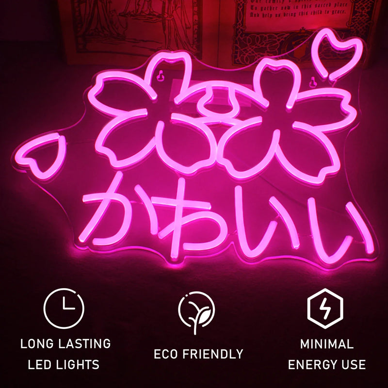 Sakura flower kawaii neon sign - decoration - display lights - kawaii - led - light up sign