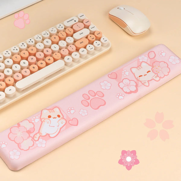 Sakura neko keyboard wrist rest - cats - cherry blossom - blossoms - gamer