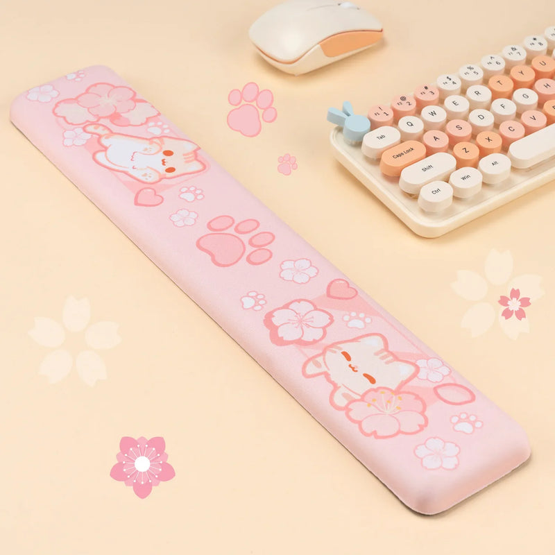 Sakura neko keyboard wrist rest - cats - cherry blossom - blossoms - gamer