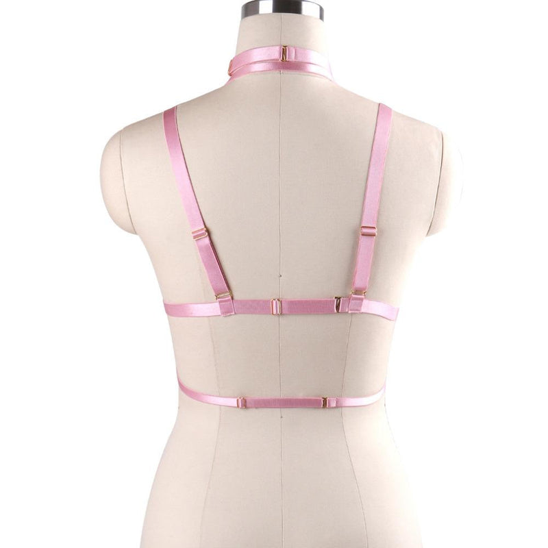 Satin o ring harness - bra - cage - chest harness - choker