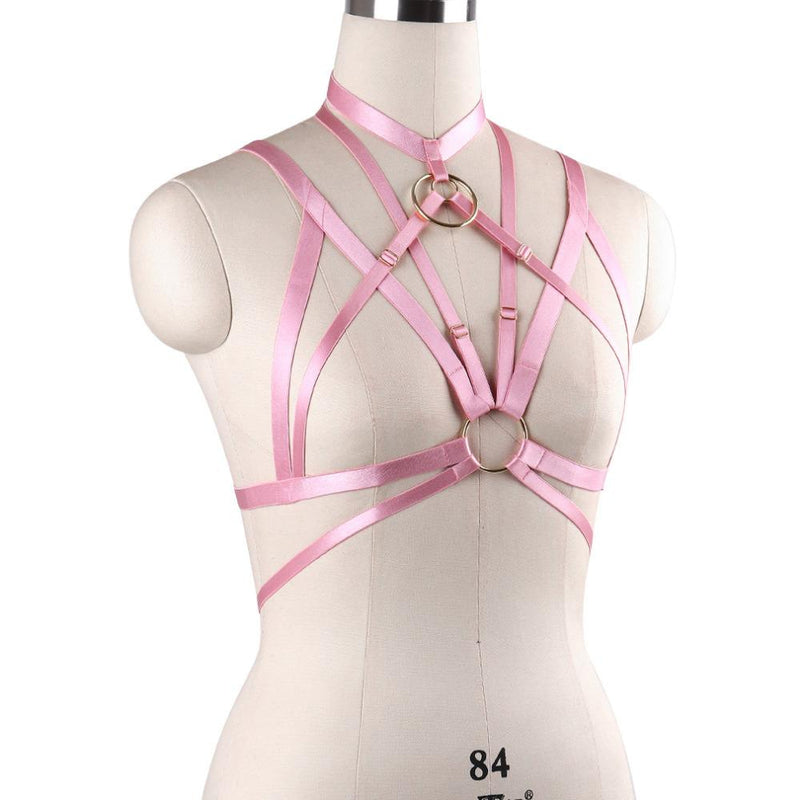 Satin o ring harness - bra - cage - chest harness - choker