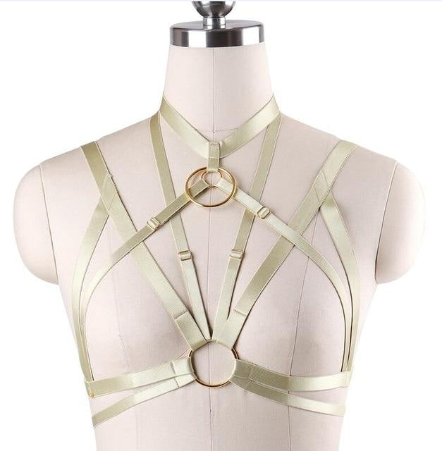 Satin o ring harness - bra - cage - chest harness - choker