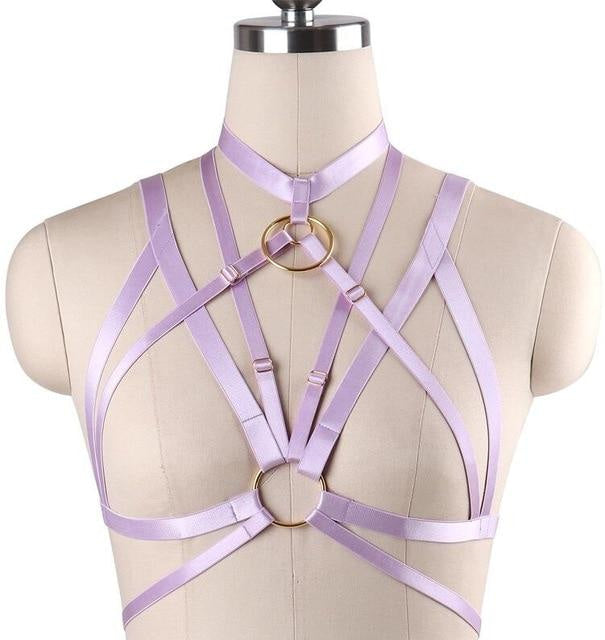 Satin o ring harness - bra - cage - chest harness - choker