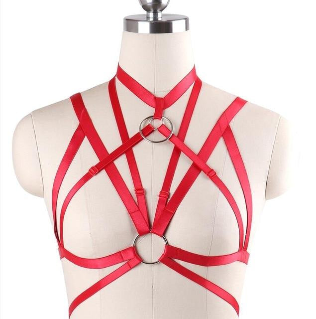 Satin o ring harness - bra - cage - chest harness - choker