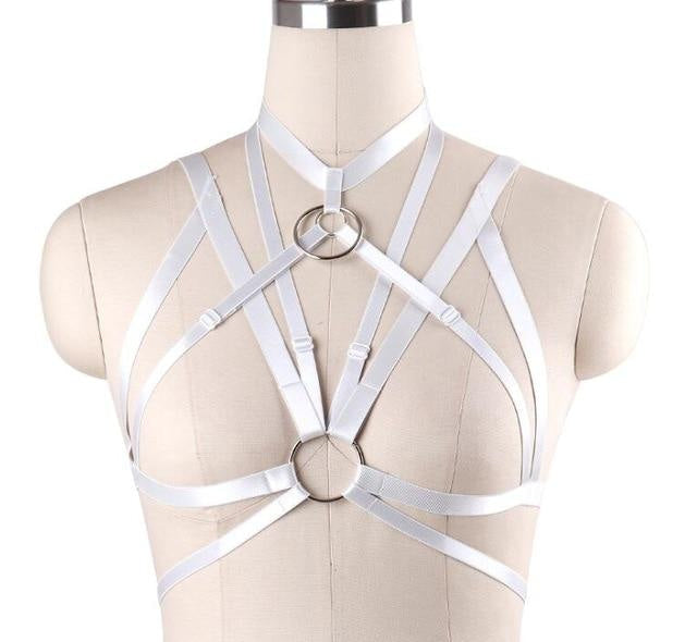 Satin o ring harness - bra - cage - chest harness - choker