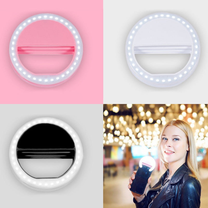 selfie ring light LED Professional photoshoot universal size for all phones clip on flashlight by kawaii babe