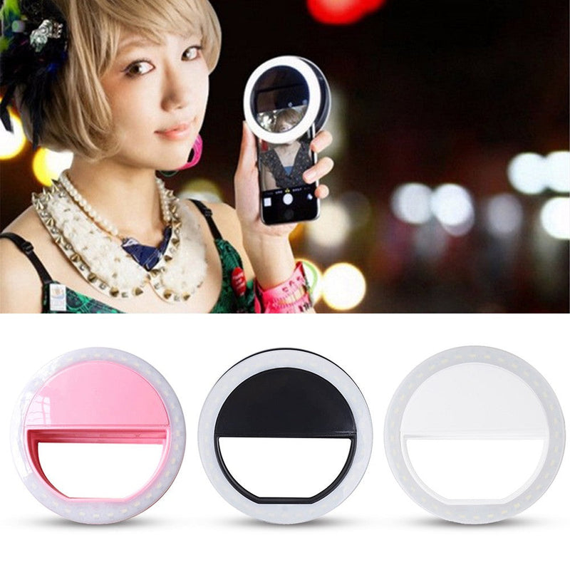 selfie ring light LED Professional photoshoot universal size for all phones clip on flashlight by kawaii babe