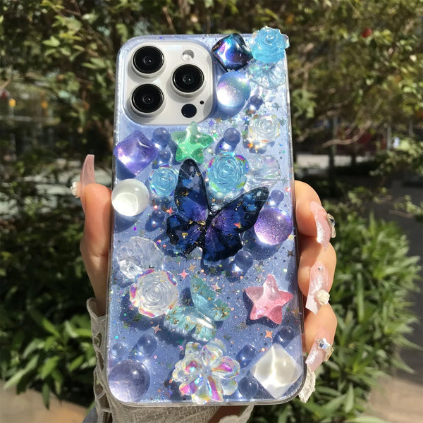 Shimmering Butterfly & Flowers iPhone Case – Kawaii Babe Shimmering Butterfly & Flowers iPhone Case – Kawaii Babe