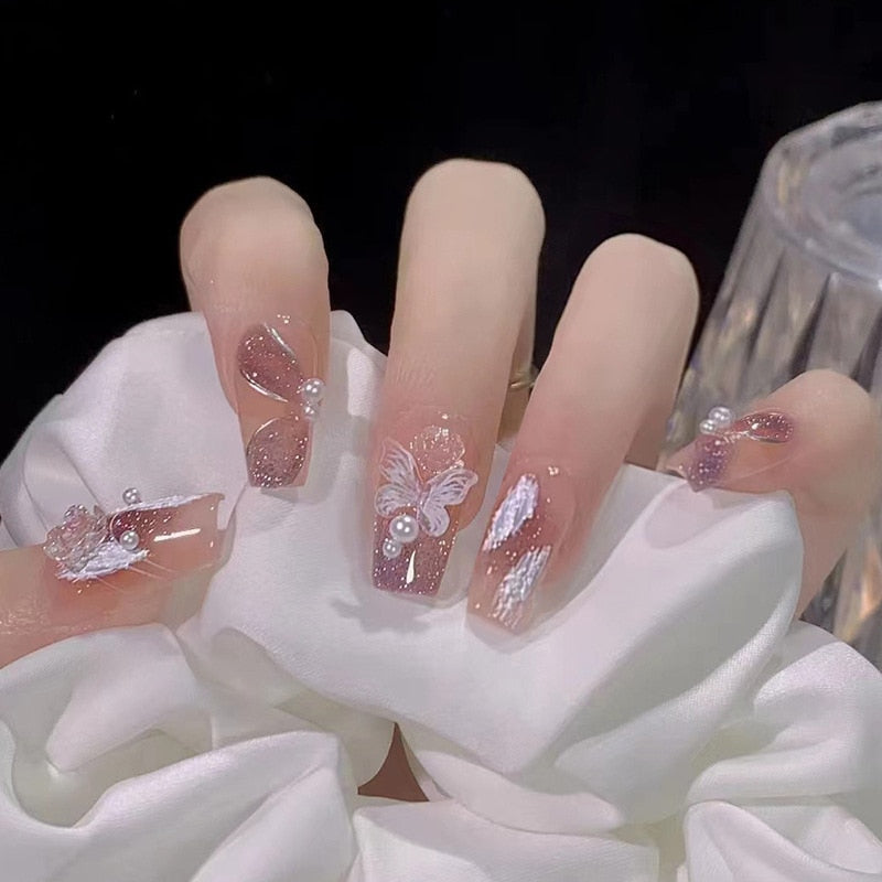 Short angelic press on nails - beauty - fairy-kei - fairycore - kawaii - nails