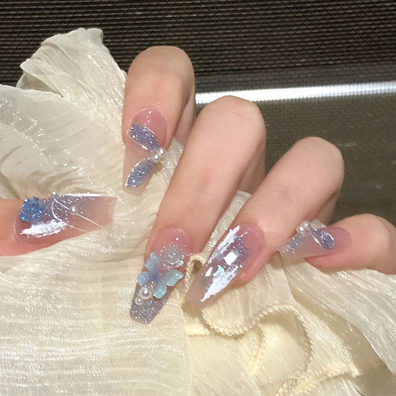 Short angelic press on nails - beauty - fairy-kei - fairycore - kawaii - nails