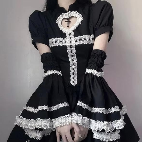 The Sinning Maid Dress Flared Sleeves Lace Embroidery | Kawaii Babe S The Sinning Maid Dress Flared Sleeves Lace Embroidery | Kawaii Babe S
