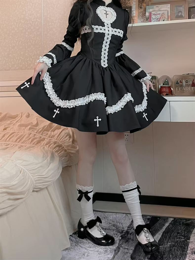 The sinning maid dress - cross - dress - embroidery - goth - gothic