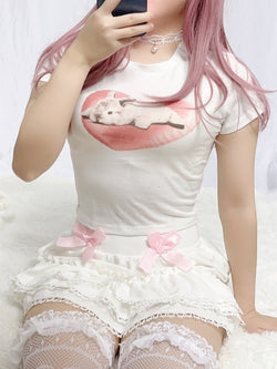 Sleepy bun tee - angelcore - angelic - belly shirt - bunnies - bunny rabbits