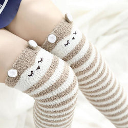 Sleepy Fox Thigh Highs - animal socks, animals, babies, baby, baby animal Kawaii Babe