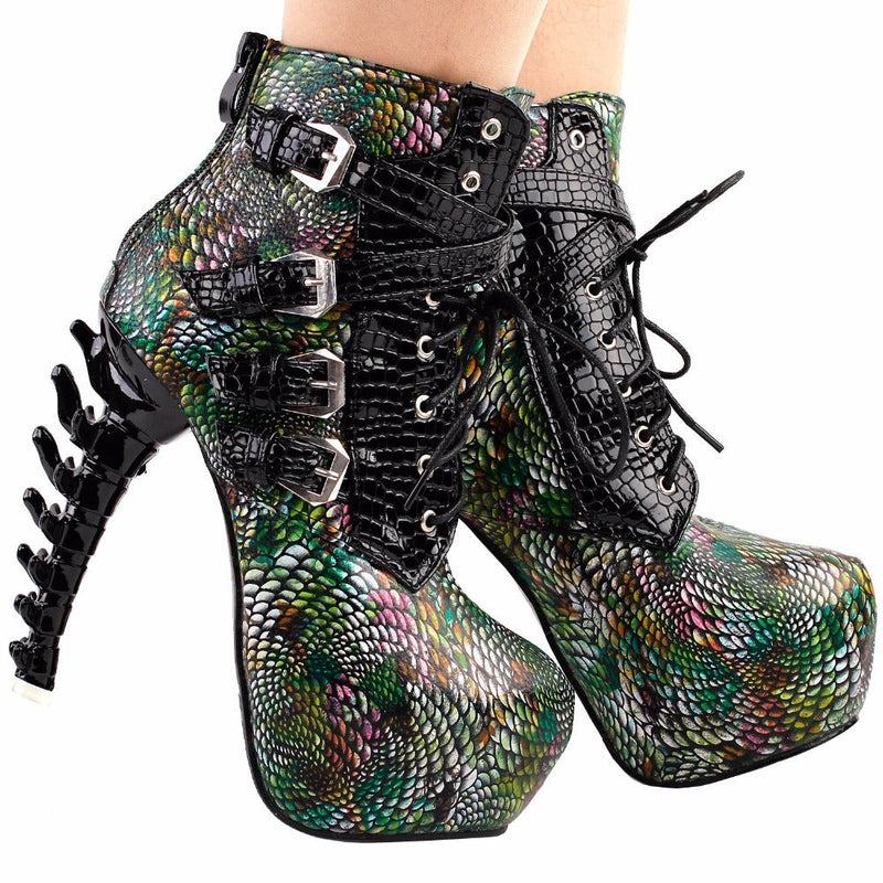 Slithering booties - 3d heel - shoes - ankle booties - boots - black