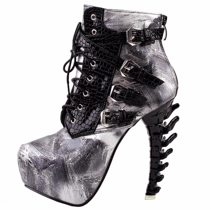 Slithering booties - 3d heel - shoes - ankle booties - boots - black