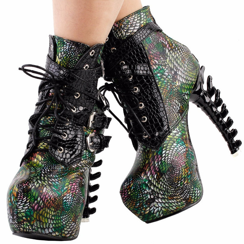 Slithering booties - 3d heel - shoes - ankle booties - boots - black