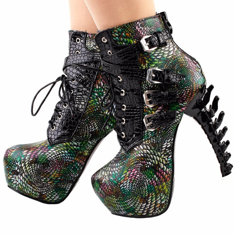 Slithering booties - 3d heel - shoes - ankle booties - boots - black