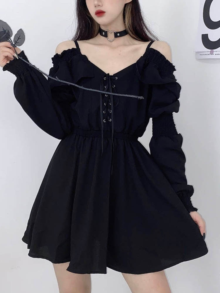 Slouchy goth dress - dress - goth - gothic - kawaii - lace