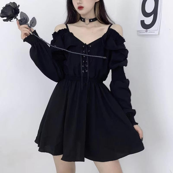 Slouchy goth dress - dress - goth - gothic - kawaii - lace