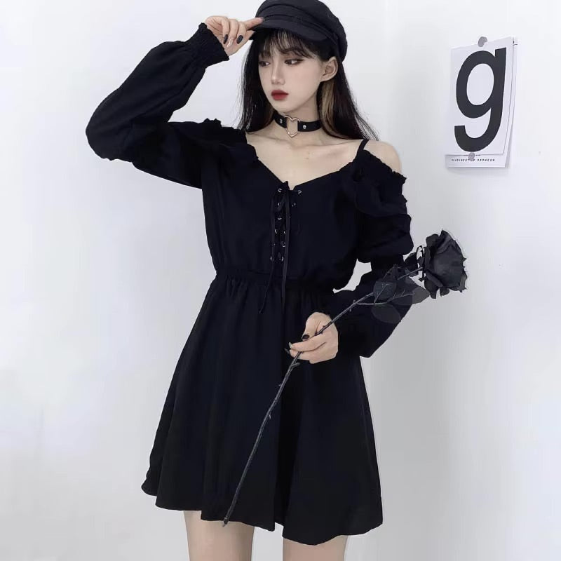 Slouchy goth dress - dress - goth - gothic - kawaii - lace