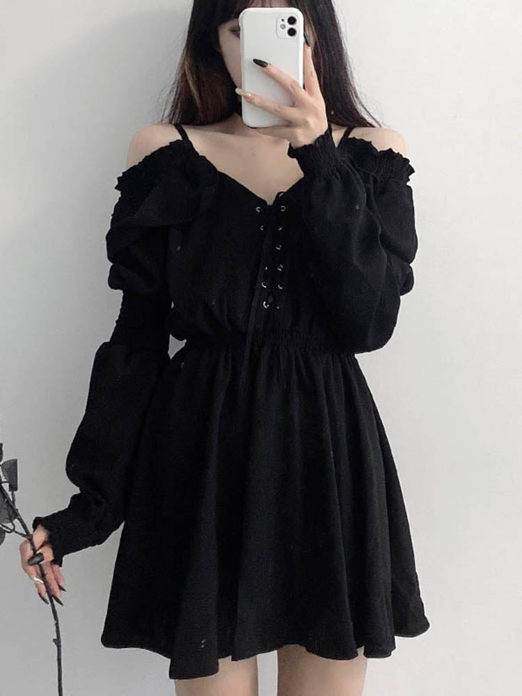 Slouchy goth dress - dress - goth - gothic - kawaii - lace