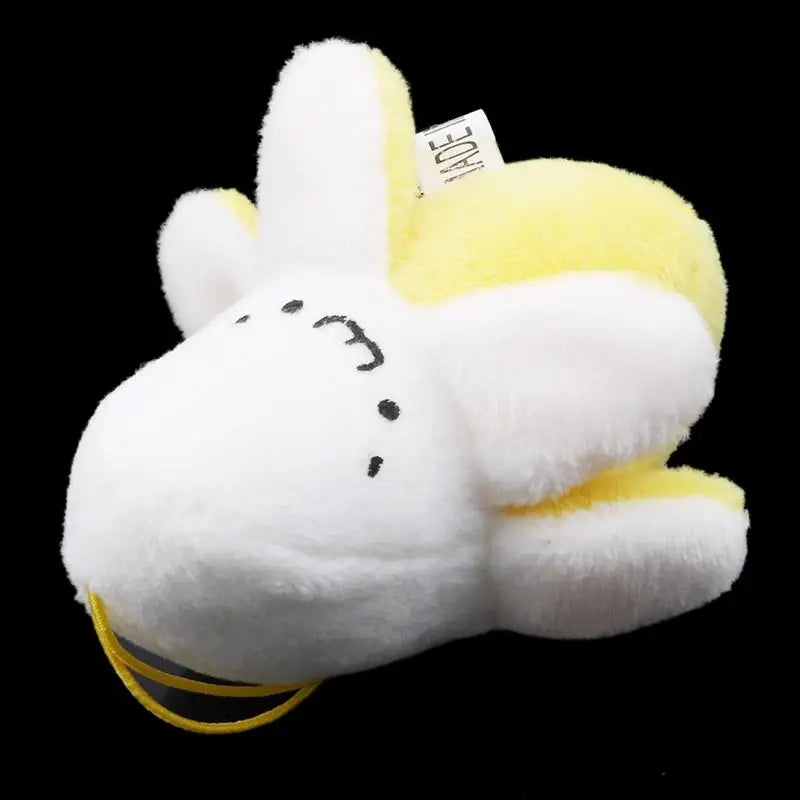 Smiling Banana Plush Bag Charm with Yellow Peel and Hanging Loop
