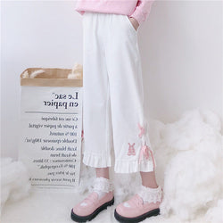 Smol ruffled bunny pants - bell bottoms - kawaii - pants - pastel - ruffled